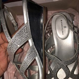 Silver/jewled Bandolino low heels